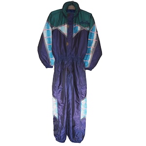 Vintage ELLESSE Ski Suit 90s retro Jumpsuit Size women&#39;s XS purple coveralls mountains outdoor