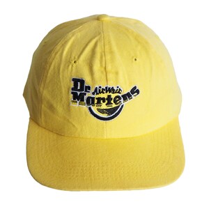Vintage Dr Martens Cap Yellow 90s style big logo hat streetwear yellow big logo casual wear