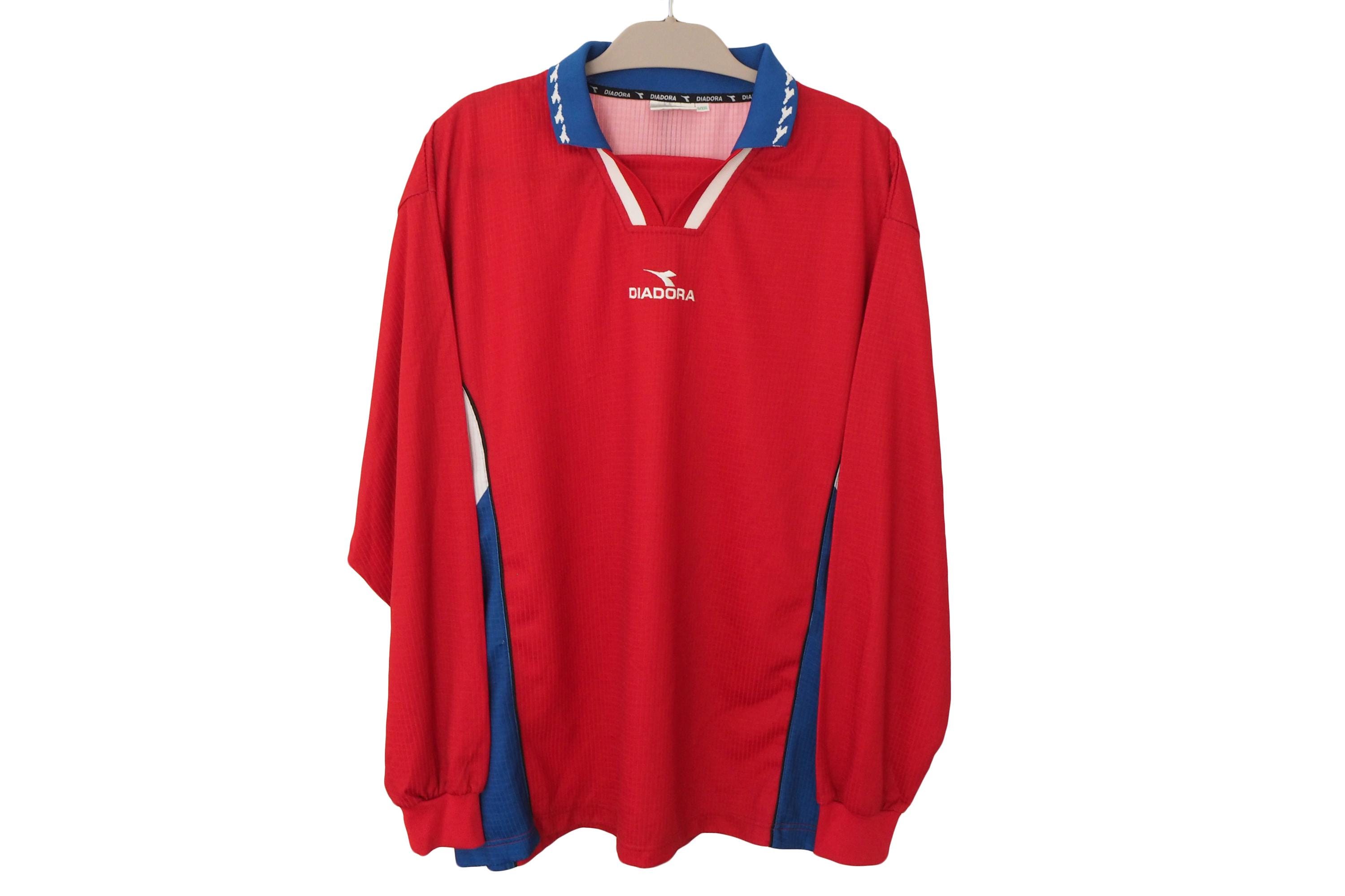 Vintage DIADORA Long Sleeve Jersey T-shirt Size XXL Red 90s Top