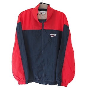 Vintage REEBOK Track Jacket Full Zip Size L red blue 90s windbreaker