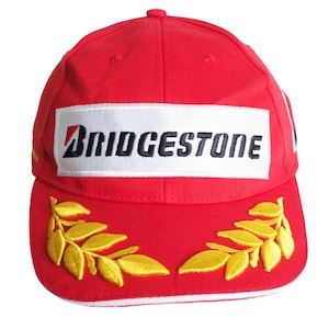 Vintage BRIDGESTONE Cap big logo red summer hat 90&#39;s Formula 1 tires motorsport