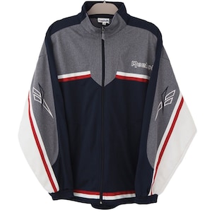 Vintage REEBOK Track Jacket Full Zip Size L/XL gray blue 90s big logo sport