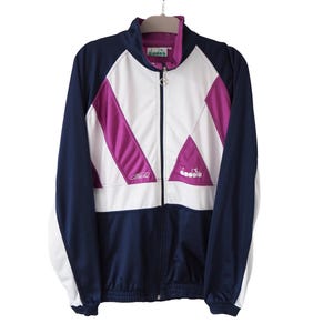 Vintage DIADORA Track Jacket Full Zip Size L 90s sport light wear tennis