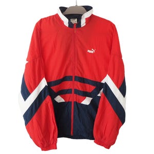 Vintage PUMA Track Jacket Full Zip Size XL red blue 90s classic sport