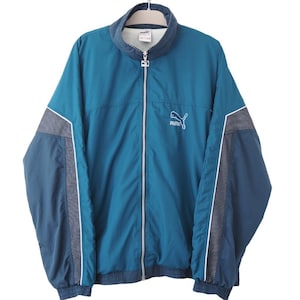 Vintage PUMA Track Jacket Full Zip Size XL blue 90s classic sport windbreak