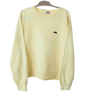 Felpa vintage HUGO BOSS gialla con piccolo logo, girocollo, taglia XL, anni &#39;90
