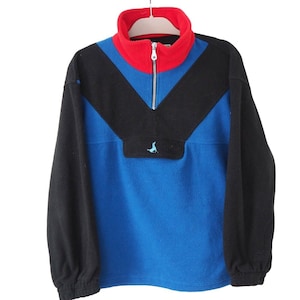 Vintage DIADORA Fleece 1/4 Zip Sweater Size S blue / black outdoor ski jumper