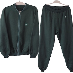 Vintage HELLY HANSEN Fleece Suit Sweater and Pants Size XL outdoor ski jumper green 90s