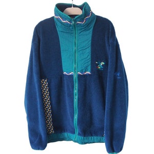 Vintage HELLY HANSEN Fleece Full Zip Sweater Size L navy blue outdoor ski jumper