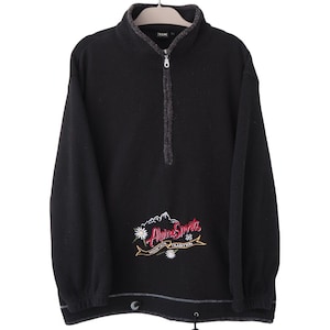 Vintage ALPINE-SPORTS TCM Fleece Sweater Half Zip black 90s ski jumper Size L