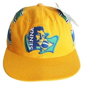 Vintage Ayrton Senna Cap F1 90&#39;s racing Formula 1 Brazil Yellow hat NWT