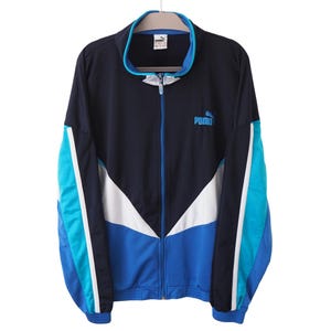 Vintage PUMA Track Jacket Full Zip Size XXL blue 90s classic sport windbreaker