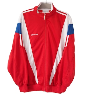 Vintage ADIDAS Track Jacket Full Zip Size XL red 90s sport windbreaker light wear