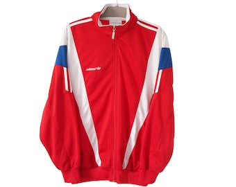 Vintage ADIDAS Track Jacket Full Zip Size XL White 90s Sport Vintage ADIDAS Track Jacket Full Zip Size XL White 90s Sport