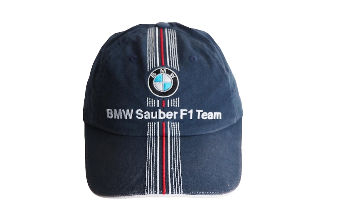 Vintage BMW Sauber F1 Team Cap Big Logo Racing Hat Navy Blue 00s Low ...