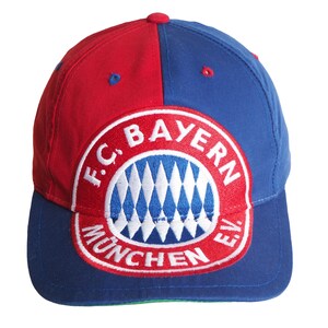 Vintage BAYERN Munchen Nutmeg Cap 90s football sport hat big logo Munich