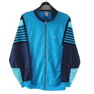 Vintage PUMA Track Jacket Full Zip Size XL 90s classic sport windbreaker blue