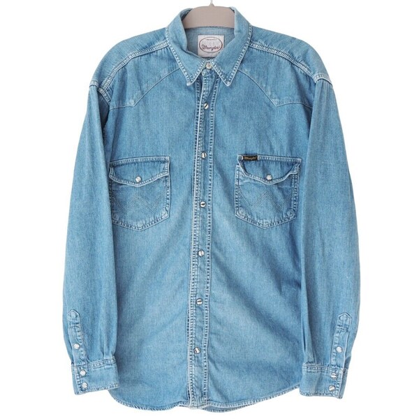 Men's Vintage Wrangler Cream Denim Shirt L