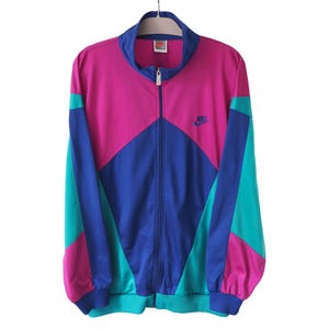 Vintage NIKE Track Jacket Full Zip Size XL multicolor 90s sportswear light wear