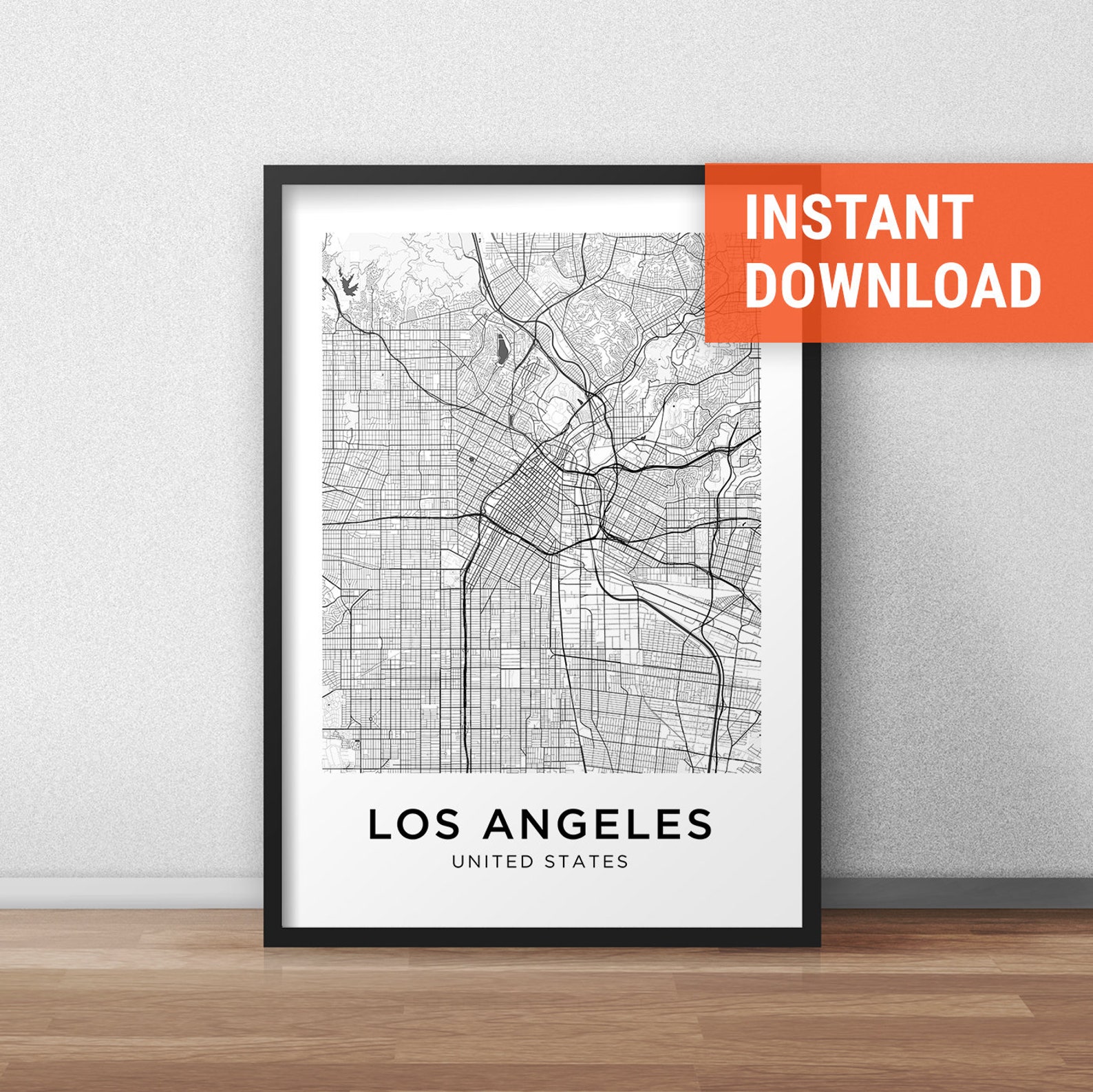 Los Angeles Map Print, Los Angeles Map Download, City Map Los Angeles ...