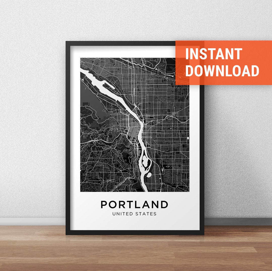 Portland Map Print, Portland Map Download, City Map Portland, Portland ...