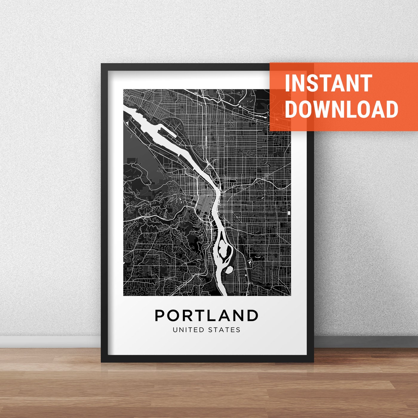 Portland Map Print, Portland Map Download, City Map Portland, Portland ...