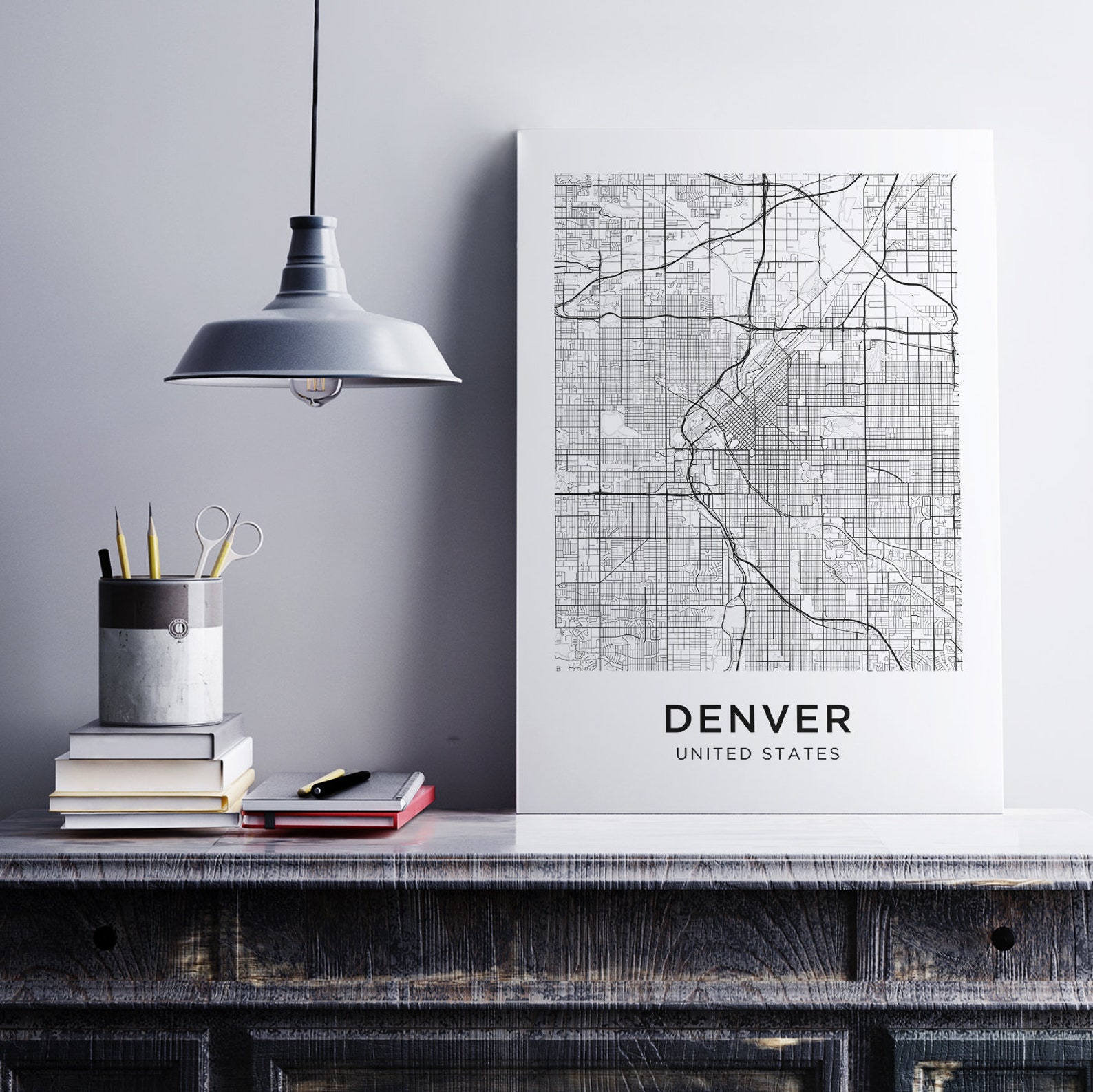 Denver Map Print Denver Map Download City Map Denver Denver - Etsy