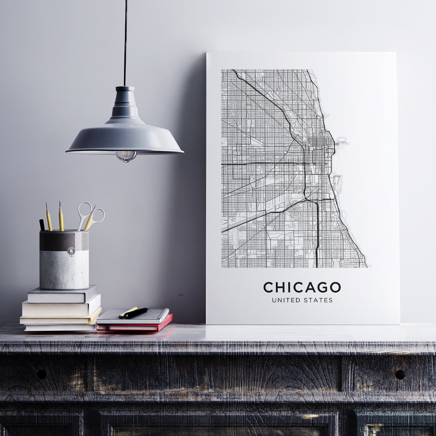 Chicago Map Print Chicago Map Download City Map Chicago - Etsy