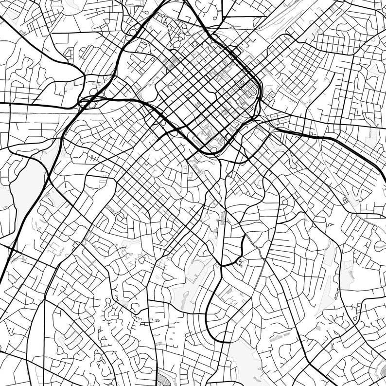 Charlotte Map Print Charlotte Map Download City Map Etsy