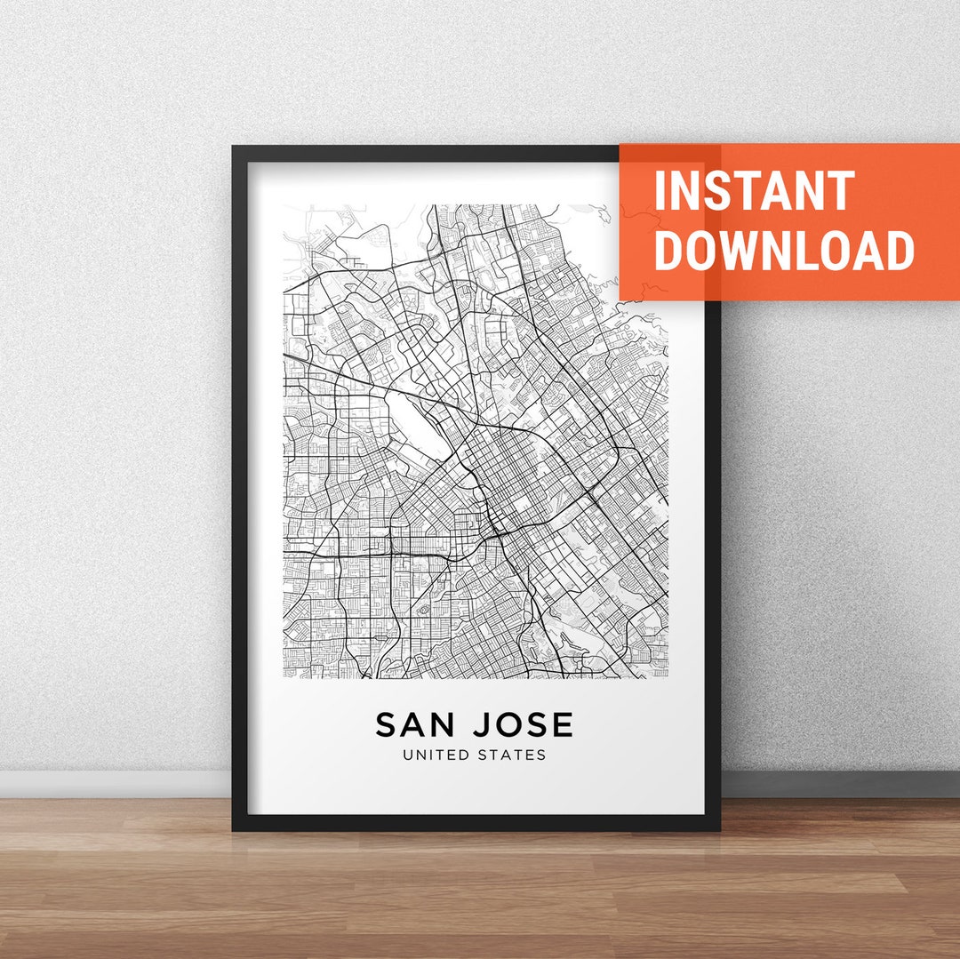 San Jose Map Print San Jose Map Download City Map San Jose - Etsy