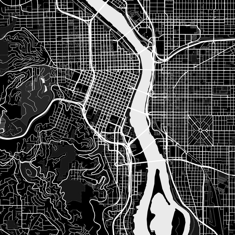 Portland Map Print, Portland Map Download, City Map Portland, Portland ...