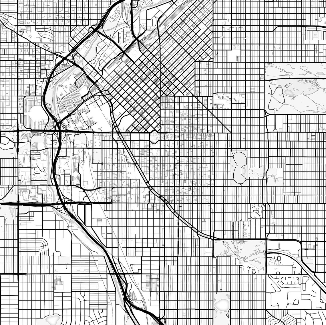 Denver Map Print Denver Map Download City Map Denver Denver - Etsy