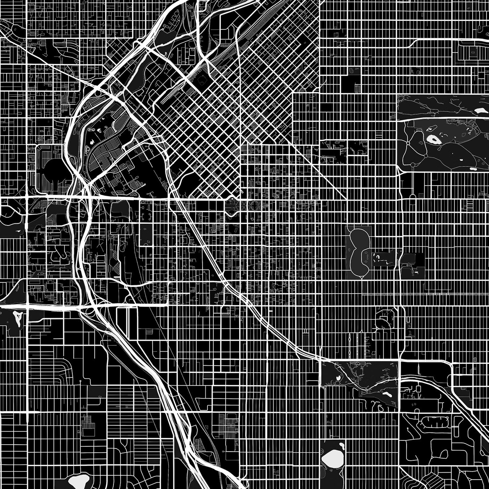 Denver Map Print Denver Map Download City Map Denver Denver Etsy