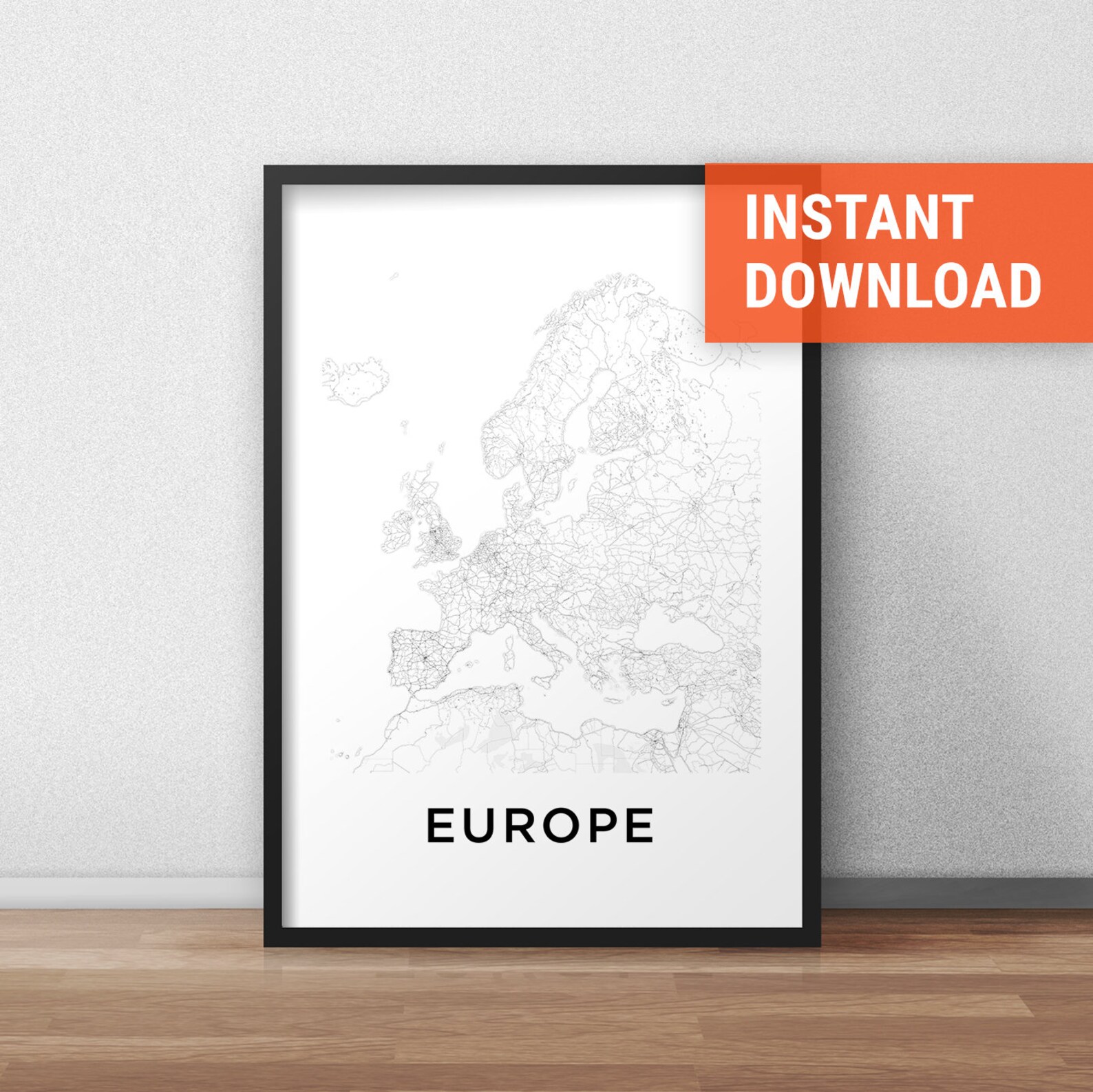 Europe Map Print, Europe Map Download, Map of Europe, Europe Map Art