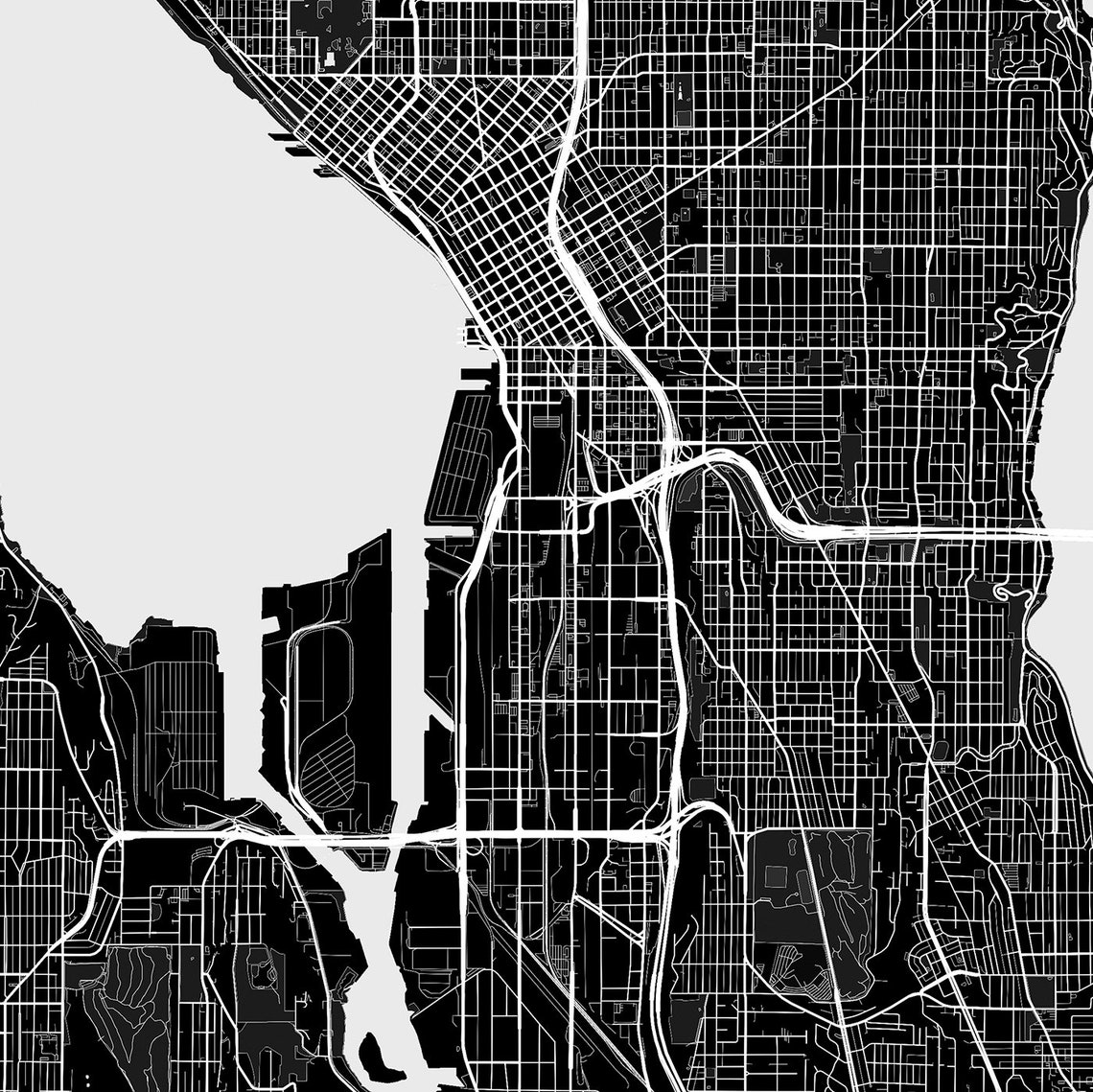 Seattle Map Print Printable Seattle Map Seattle City Map - Etsy
