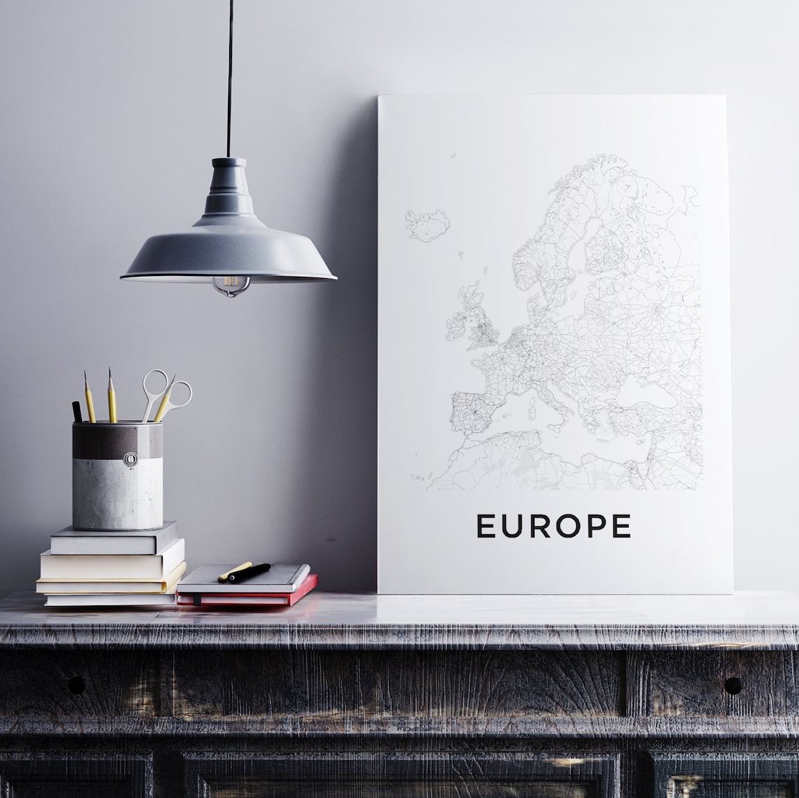 Europe Map Print, Europe Map Download, Map of Europe, Europe Map Art