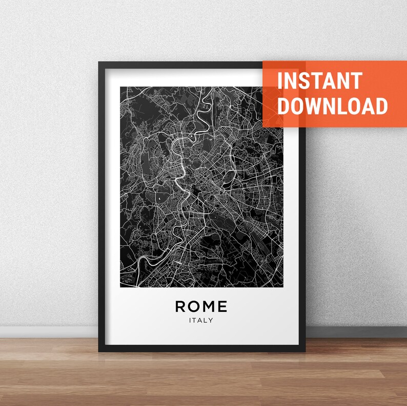 Rome Map Print, Rome Map Download, City Map Rome, Rome Street Map, Rome Poster, Rome Wall Art ...