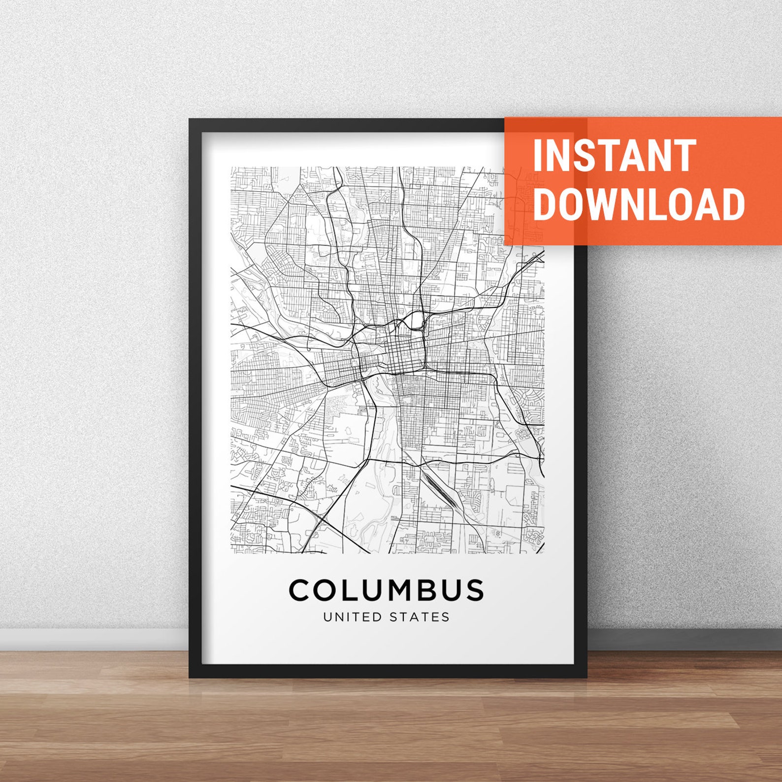 Columbus Map Print Columbus Map Download City Map Columbus - Etsy
