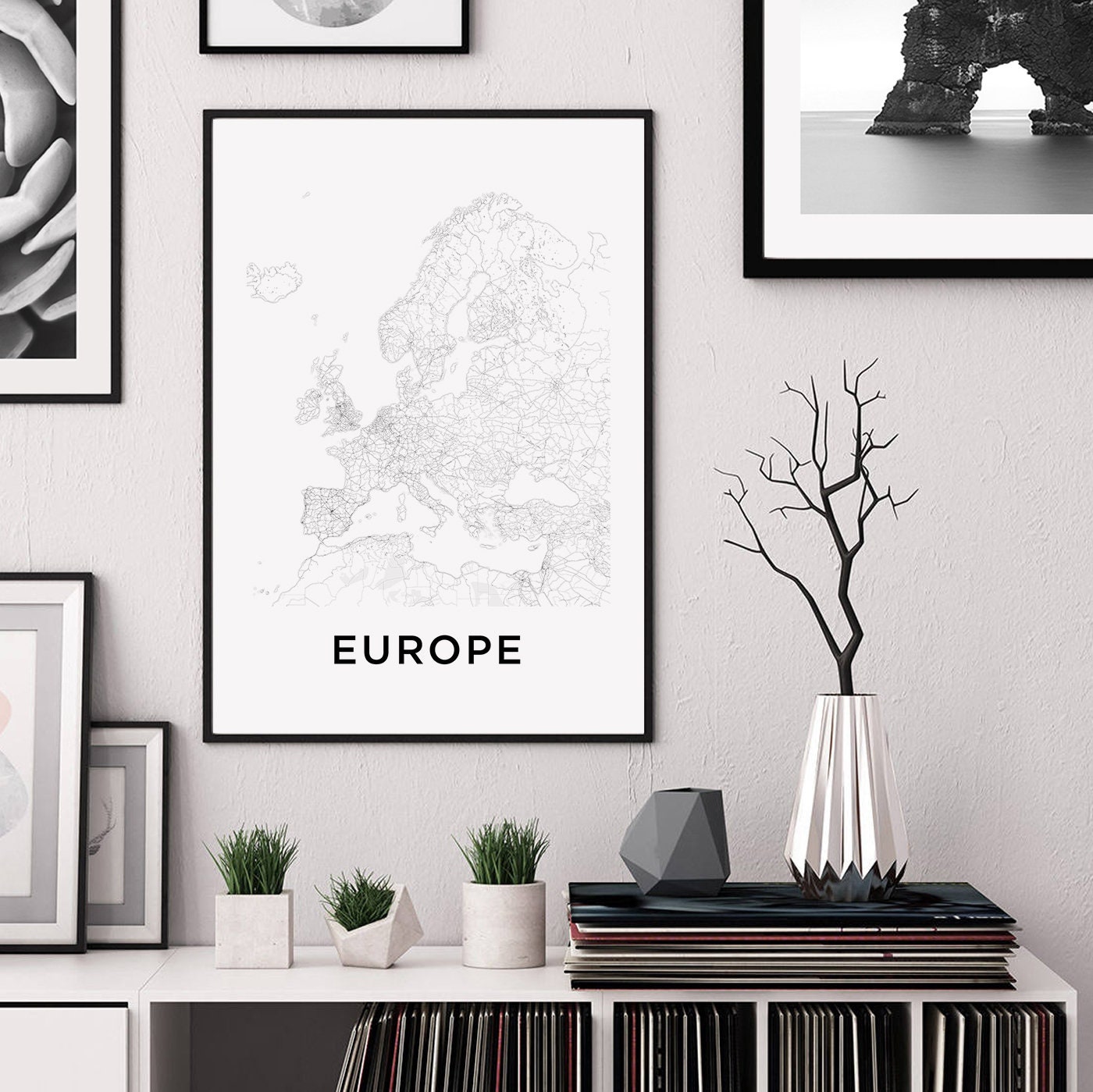 Europe Map Print, Europe Map Download, Map of Europe, Europe Map Art