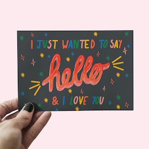 Hello & I Love You Postcard | A6 postcard | Spread kindness art | message of love postcards | rainbow postcards