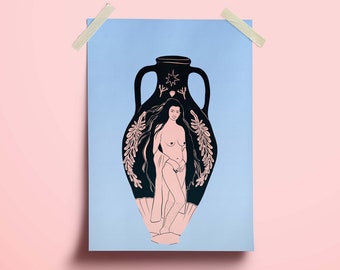A5 Birth of Venus Greek Urn Art Print | Feminist Art Print | Body Positive Art Print | A4 Classical Art Print |A3  Body Acceptance Poster