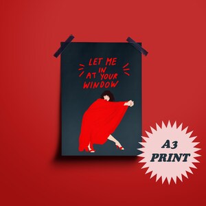 A3 Let Me in At Your Window Art Print | Hounds of Love Poster Art | Wuthering Heights Art | Sustainable Gift | Music Fan Gift