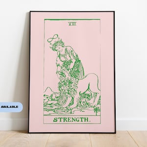 Leo wall art | Strength | Tarot Card Art Print | Illustration Print | minimalist print | above bed art | Astrology Print | Zodiac Print