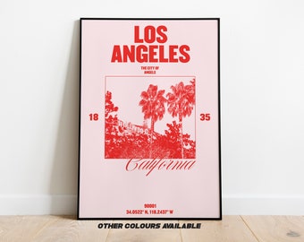 Los Angeles Poster | Los Angeles print | California travel poster | LA Coordinates Print | Vintage LA poster | retro travel poster |