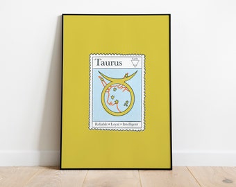 Taurus Print | Zodiac Poster | Star Sign Print | Taurus Poster | Star Sign Gift | Sun Sign Print | Astrology Gift | Celestial Home Decor