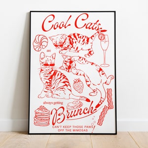 Cat Brunch Poster | Cat Art Print | Kitchen Art Print |Brunch Poster | Funny Cat Print | Cat Mum Gift | Breakfast Print | Cat Home Decor