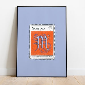 Scorpio Print | Zodiac Poster | Star Sign Print | Scorpio Poster | Star Sign Gift | Sun Sign Print | Astrology Gift | Celestial Home Decor
