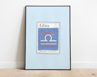 Libra Print | Zodiac Poster | Star Sign Print | Libra Poster | Star Sign Gift | Sun Sign Print | Astrology Gift | Celestial Home Decor