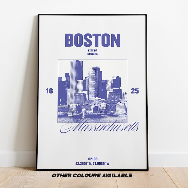 Pink Boston Poster Etsy
