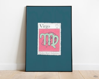 Virgo Print | Zodiac Poster | Star Sign Print | Virgo Poster | Star Sign Gift | Sun Sign Print | Astrology Gift | Celestial Home Decor